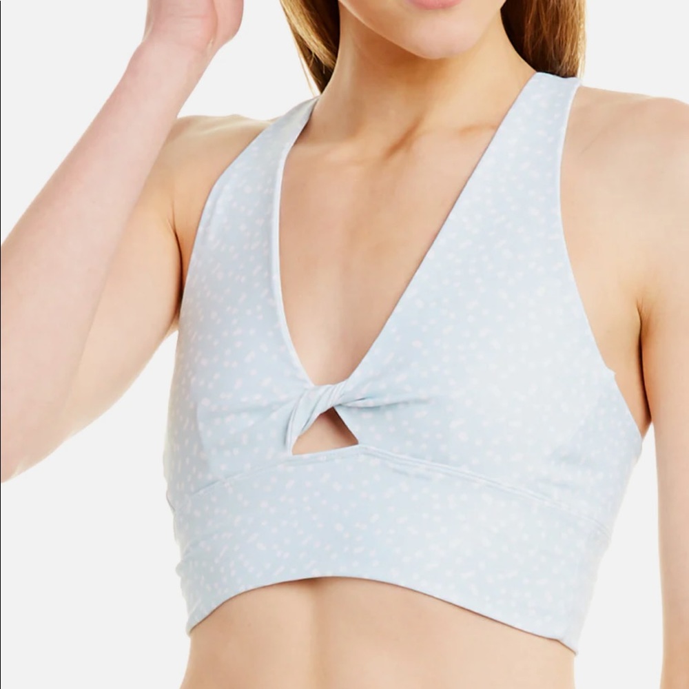 New Betsey Johnson polka dot twist sports bra crop top large